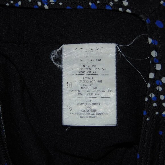 Speedo Black Blue White Polkadots Swimsuit 16 - Picture 5 of 7